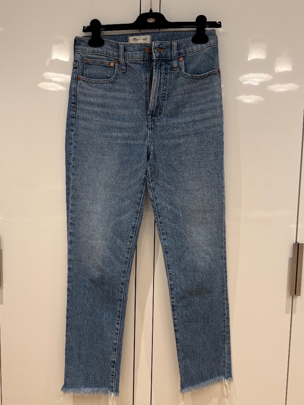 Madewell Perfect Vintage Jeans High Rise Raw Hem Medium Wash 27